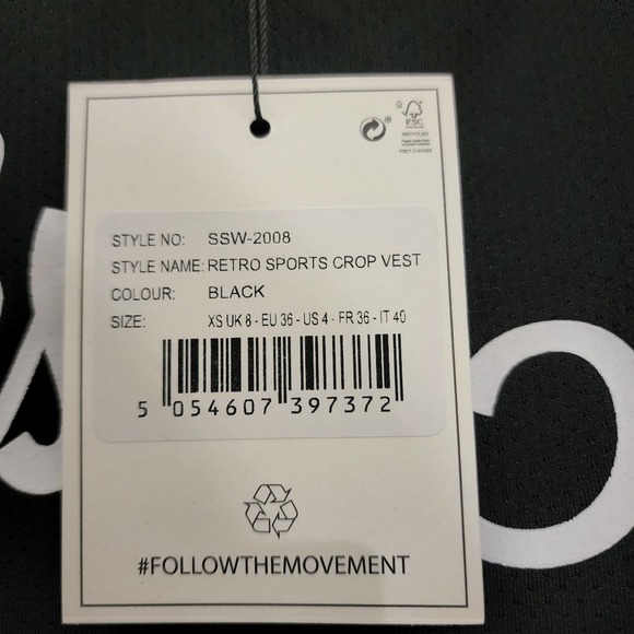 Sik Silk Retro Sport Crop Vest in Black - NWT - Picture 11 of 13